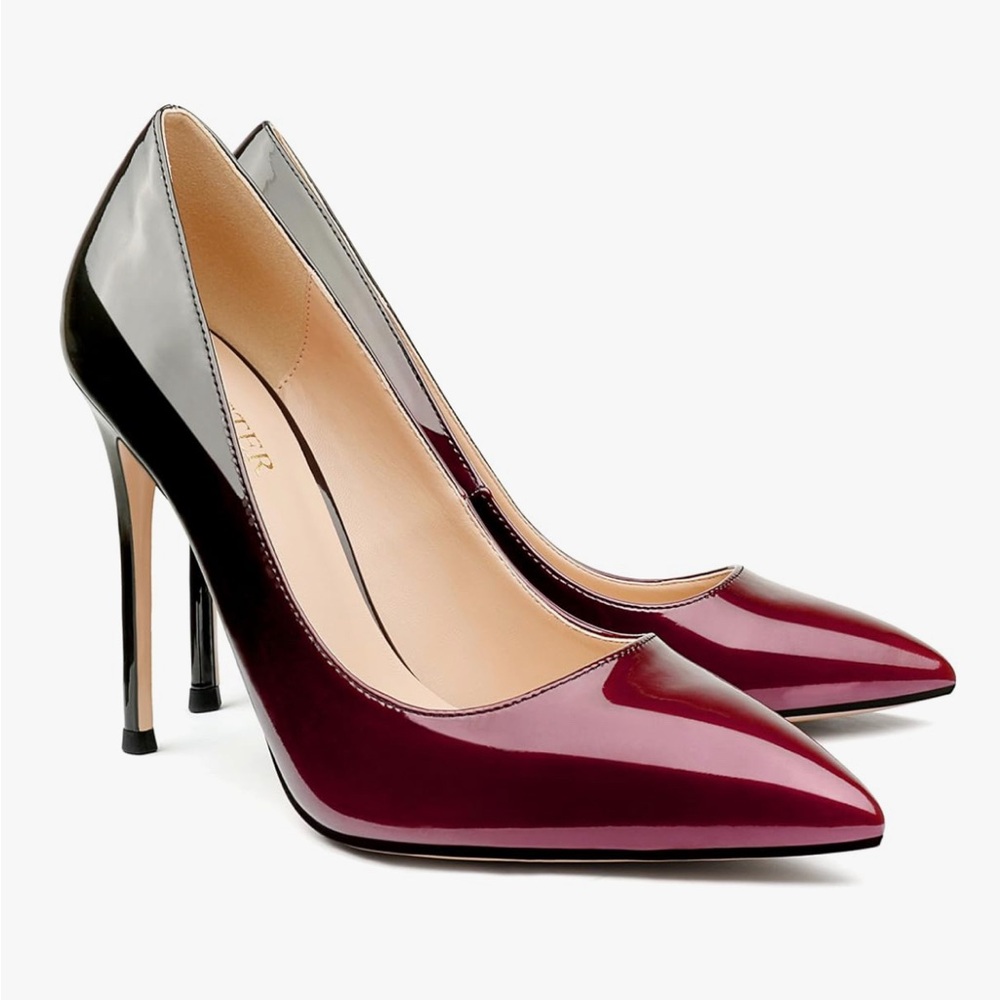 Elegant Burgundy and Black Stiletto Heels